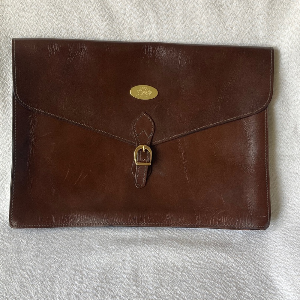 Philip Morris Brown Leather Portfolio with buckle lock